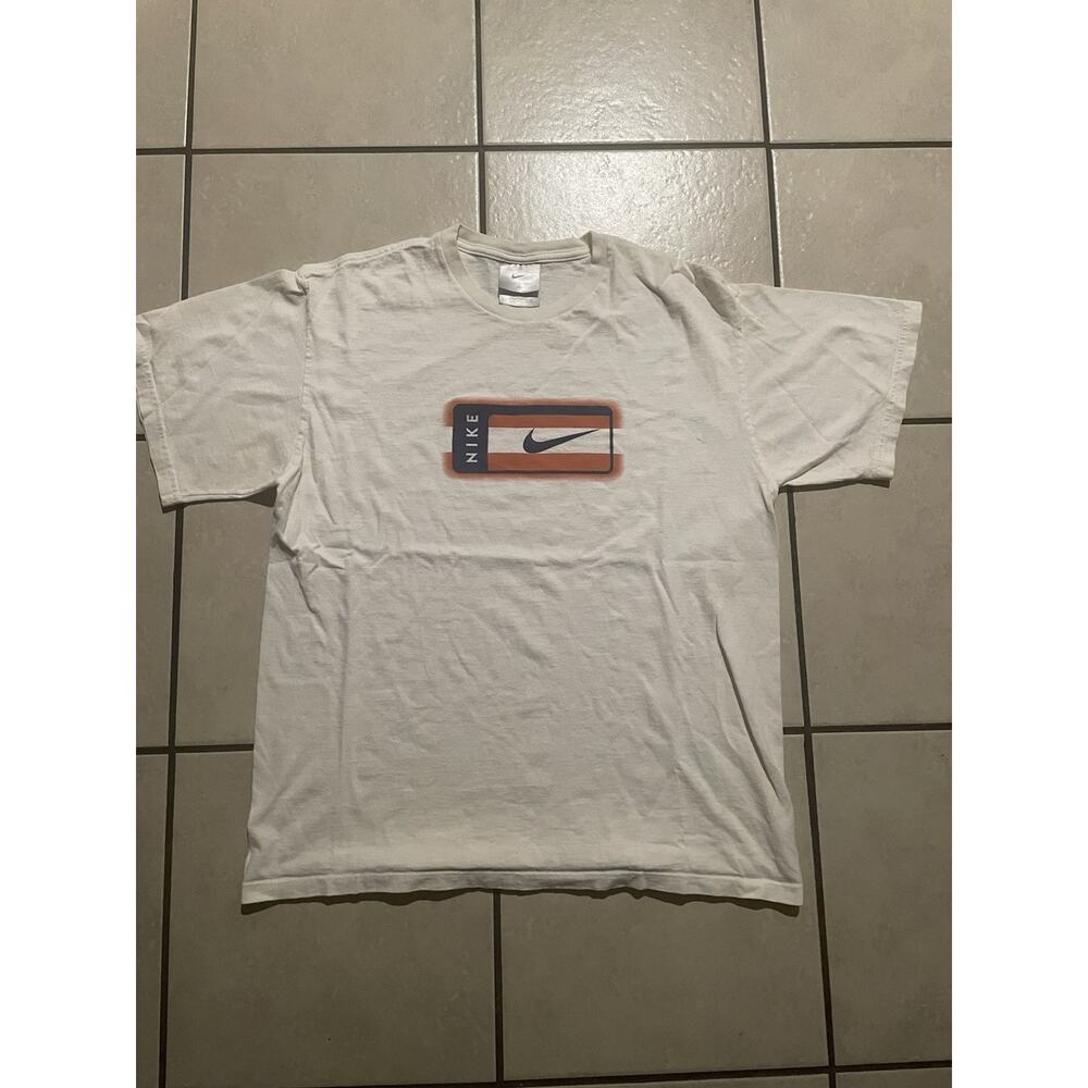 Vintage Nike Box Logo Shirt Mens Medium T Shirt Gray Tag Y2K Sports Logo